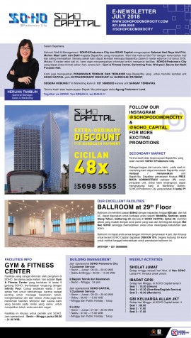 SOHO Podomoro City & SOHO Capital e-newsletter July-September 2018